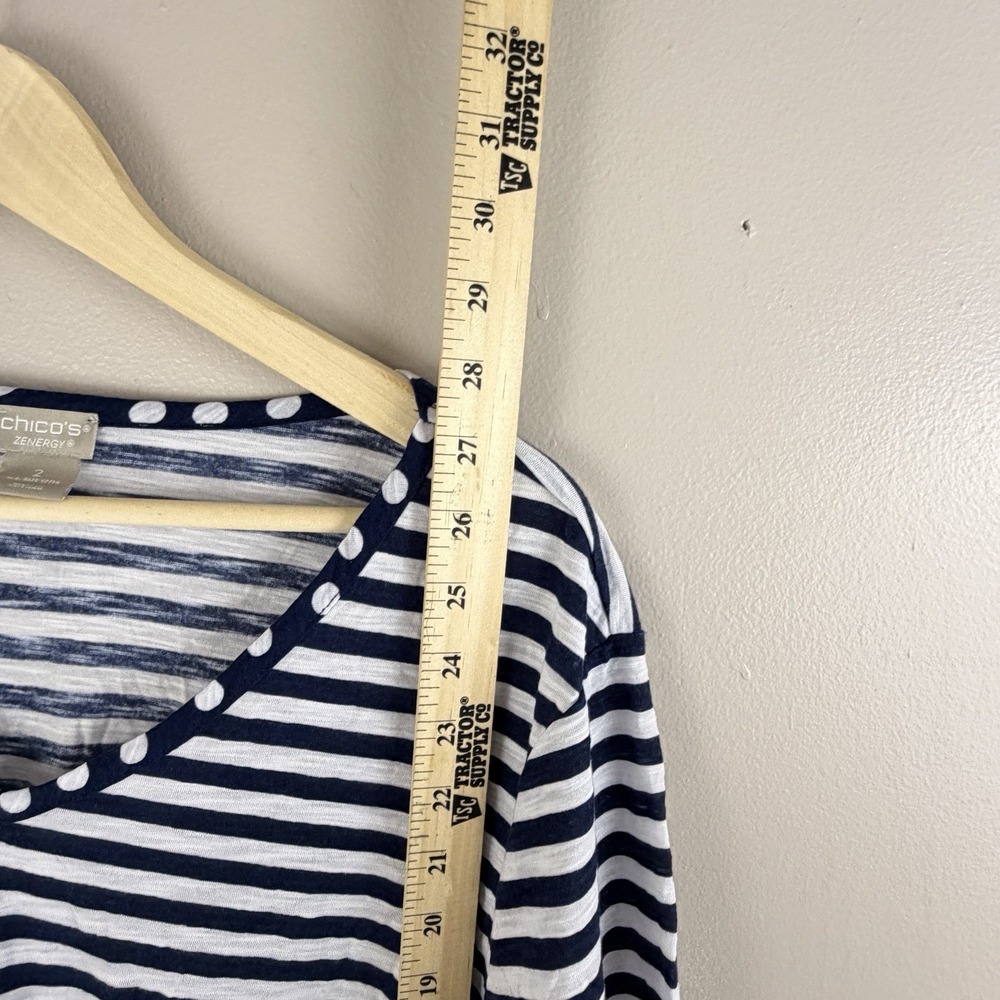 Chico's Zenergy Striped Long Sleeve Top 2/L Coastal Preppy Athleisure Nautical - Picture 3 of 7